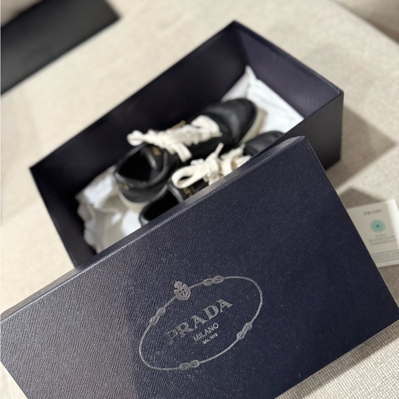 Prada Women’s Black Leather Sneakers (Original) - Picture 7 of 8